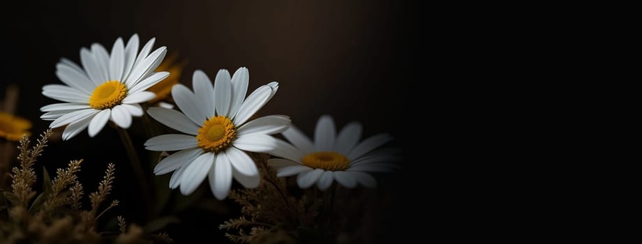 Beautiful copy space background with Daisy flower for content creations and multimedia content creativity