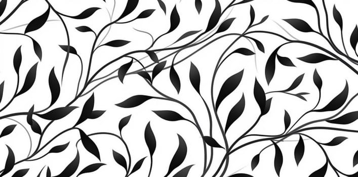 flourish flower ornate swirl pattern vintage style curve ornament element black leaf curl floral illustration trendy decoration design plant wallpaper. Generative AI.