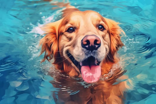 funny dog vacation training canine home fun adorable pool puppy snorkeling baby pet labrador friend underwater view swimming water popular. Generative AI.