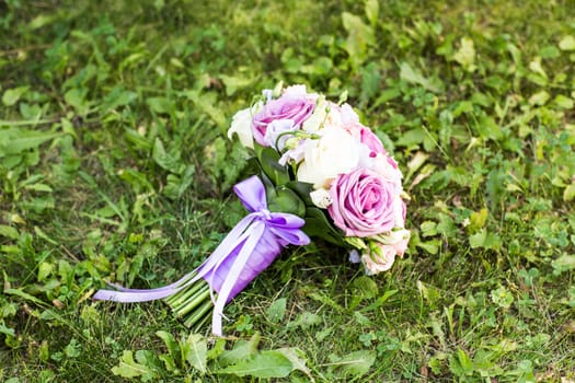 Wedding bouquet close-up. Bridal fresh bouquet, wedding flowers