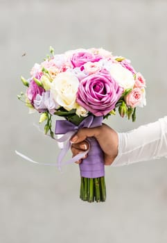 Colorful bridal bouquet. Wedding bouquet of a bride