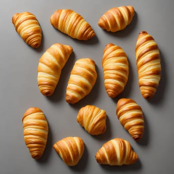 freshly baked croissants on a gray background