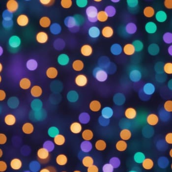 The concept of Christmas and New Year is a defocused abstract background with colorful bokeh lights. Blue, purple, green, orange colors.
