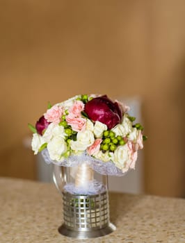 Colorful bridal bouquet. Wedding bouquet of a bride