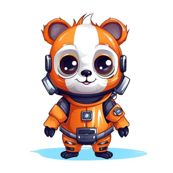 Cartoon panda robots. T-Shirt, Sticker. Funny cyborg. AI Generated