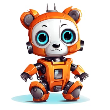 Cartoon panda robots. T-Shirt, Sticker. Funny cyborg. AI Generated