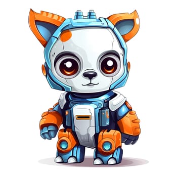 Cartoon panda robots. T-Shirt, Sticker. Funny cyborg. AI Generated