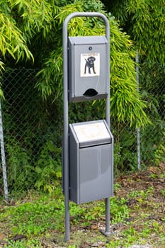 box for collecting animal excrement in a city park