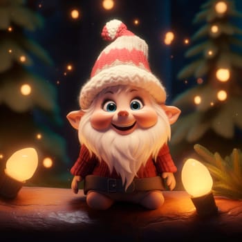 Cute Christmas Gonks on the background of a Christmas picture. High quality illustration