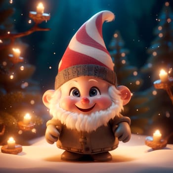 Cute Christmas Gonks on the background of a Christmas picture. High quality illustration