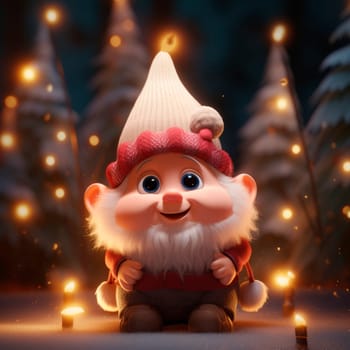 Cute Christmas Gonks on the background of a Christmas picture. High quality illustration