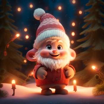 Cute Christmas Gonks on the background of a Christmas picture. High quality illustration