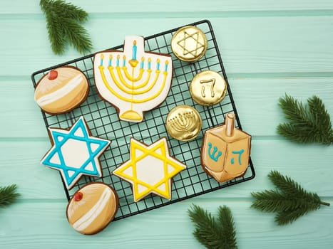 Celebrating Hanukkah. The concept of the Hanukkah holiday. High quality photo