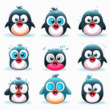 New Year penguin emoji emoticons. Cartoon style, New Year, Christmas