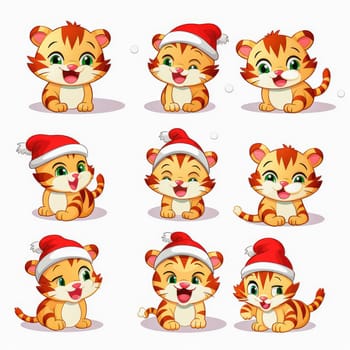 New year emoji funny tiger cub. Cartoon style, New Year, Christmas