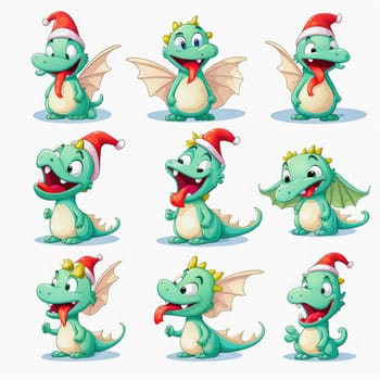 New year emoji of funny dragon. Cartoon style, New Year, Christmas