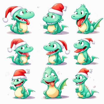 New year emoji of funny dragon. Cartoon style, New Year, Christmas