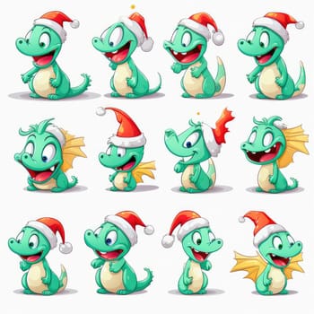 New year emoji of funny dragon. Cartoon style, New Year, Christmas