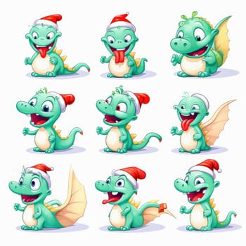 New year emoji of funny dragon. Cartoon style, New Year, Christmas