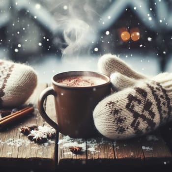 A funny illustration of warmth and comfort on the eve of the New Year. Generative AI. High quality illustration