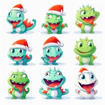 New year emoji of funny dragon. Cartoon style, New Year, Christmas