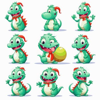 New year emoji of funny dragon. Cartoon style, New Year, Christmas