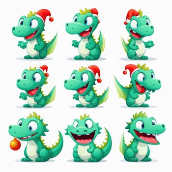 New year emoji of funny dragon. Cartoon style, New Year, Christmas