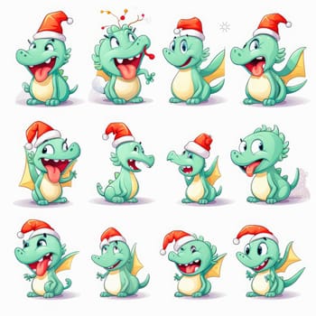 New year emoji of funny dragon. Cartoon style, New Year, Christmas