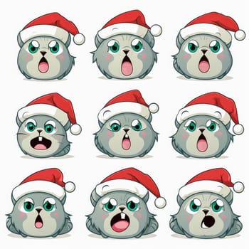 New Year emoji of funny cat. Cartoon style, New Year, Christmas
