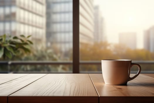 coffee cup on the table in morning, generative ai