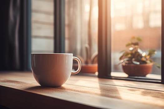 coffee cup on the table in morning, generative ai