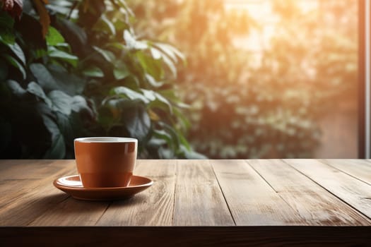 coffee cup on the table in morning, generative ai