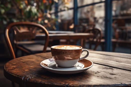 coffee cup on the table in morning, generative ai