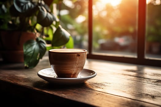 coffee cup on the table in morning, generative ai