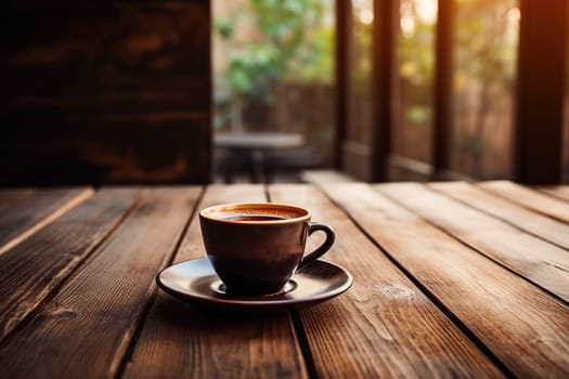 coffee cup on the table in morning, generative ai