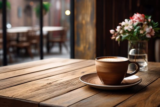 coffee cup on the table in morning, generative ai