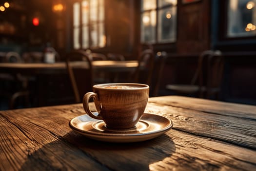 coffee cup on the table in morning, generative ai