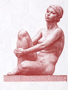 Bronze sculpture - Nu Femeni Sedent o Mari Carme from Andorran money - pessetes