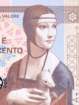 Lady with Ermine a portrait from Italian money
