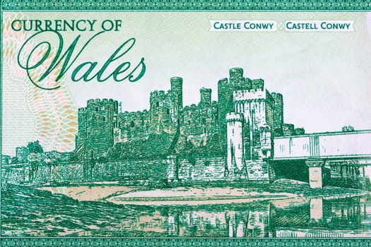 Castle Conwy from Welsh money - pound
