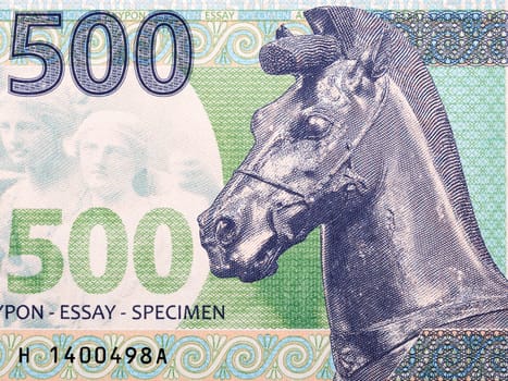 Horse statue from Greek money - Drachma