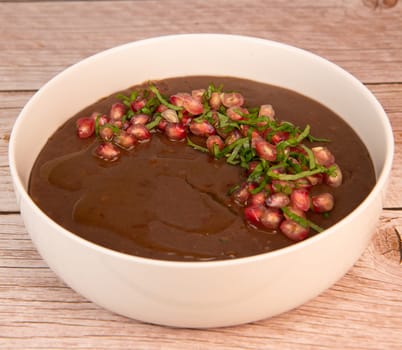 LEBANESE RECIPE, MOUJADARA, LENTIL PUREE, RICE, ONIONS AND POMEGRANATE SEEDS, MUJADDARA MAJADRA MEJADRA MOUJADARA MUDARDARA AND MEGADARRA, High quality photo