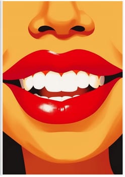red woman love cosmetic poster graphic background sensual lipstick toothpaste beauty pop girl illustration art banner fashion teeth kiss sexy lip. Generative AI.