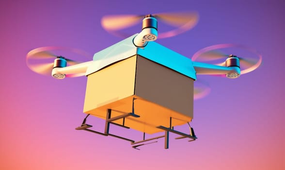 speed fast smart delivery remote flying blue fly service express drone post aircraft business innovation propeller cargo air helicopter technology. Generative AI.