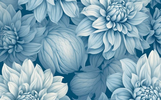 background classic element pattern blue spring vintage design flower fabric line illustration leaf beautiful wallpaper textile seamless texture floral elegant decorative. Generative AI.