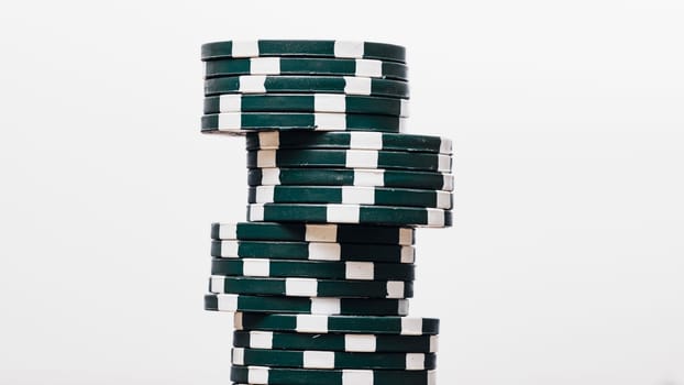 Stack of poker chips for high-stakes casino games