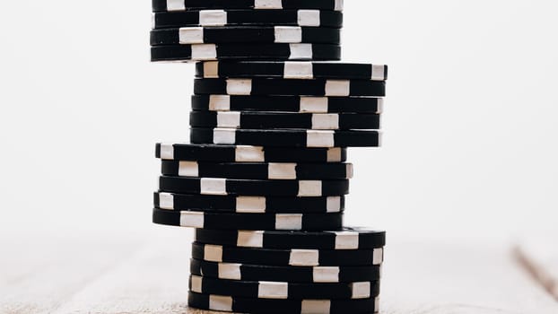 Stack of poker chips for high-stakes casino games