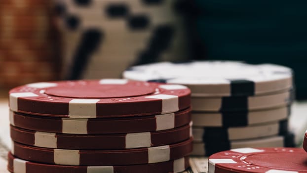 Stack of poker chips for high-stakes casino games