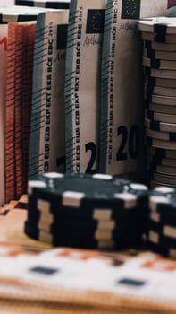 Stack of poker chips for high-stakes casino games