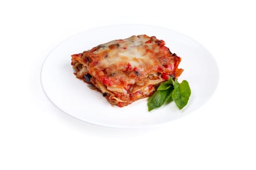 appetizing lasagna on a white background for food delivery site 2